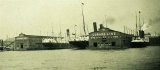 CUNARD STEAMSHIP PIER 51 & 52 HUDSON RIVER NY ORIG 1906 PHOTO OCEAN LINERS RARE 3