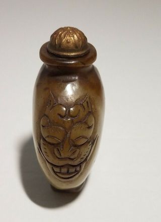 Antique Chinese Jade Snuff Bottle Carved Dragon 19th Century Qing Dynasty Rare