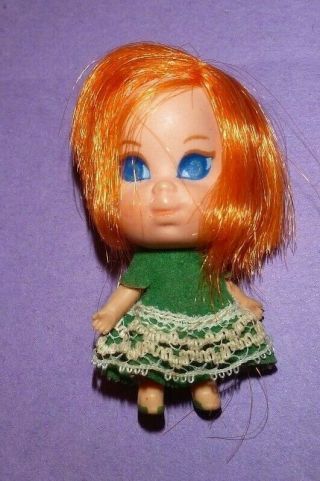 Vintage Liddle Kiddles Luana Locket Doll 3720 Orange Hair 2 " Tall Mini Toy 1968