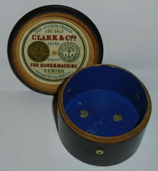 Great Antique Clark & Co Paisley Sewing Thread Cotton Spool Reel Thread Holder