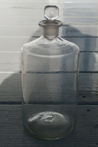 Antique Cylinder Shaped Clear Open Pontil Medicine - Apothecary Bottle