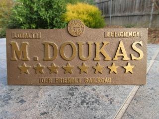 Southern Pacific Railroad Solid Bronze Brass Desk Plaque Train Name Sign,  Rare
