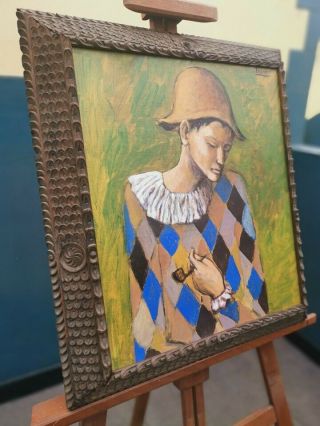 Rare Pablo Picasso Harlequin Oil Painting on Canvas signed & framed 2