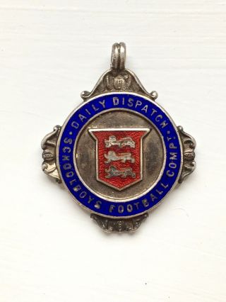 Daily Dispatch Schoolboys Football Comp 9g Silver & Enamel Fattorini Medal 1928