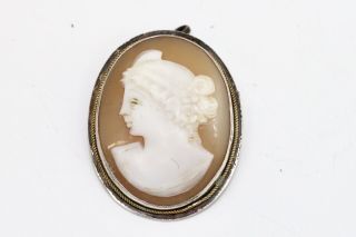 A Antique Art Deco Sterling Silver 925 Cameo Brooch 15681