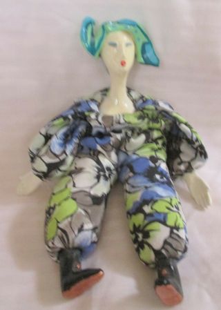 Vintage French Poupee Millet Seed Doll With Blue Hat