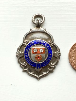 Southampton Football Association Sterling Silver & Enamel Medal / Fob 11gms 1955