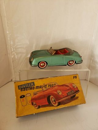 Vintage Porsche 356 Cabriolet Distler Electromatic 7500 Tin Toy 1950s Rare