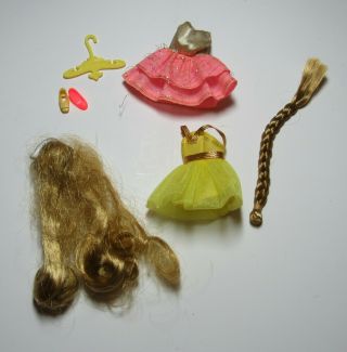 Vintage Topper Dawn Doll Clothing 1970 Dresses Pink Yellow Wiglets