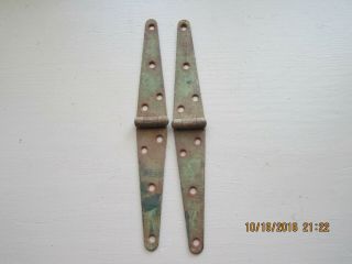 2 Vintage Barn Door Gate Strap Hinges Rustic Rusty Old Paint Decor 10 " X 1 "
