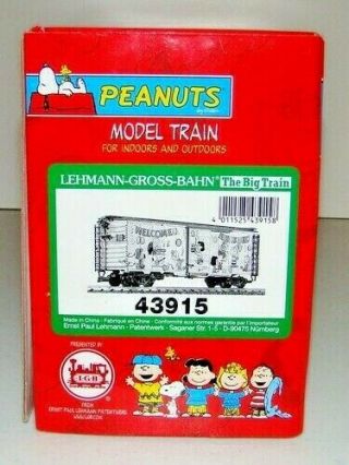 RARE LGB Welcome Peanuts Party Snoopy Model Train 43915 Rail Car w BOX G Scale 3