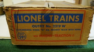 Lionel= Set Box Only Outfit No 2219w Lackawanna 5 Car Freight Set Rare