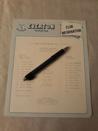 1984 Everton V Barnsley Fa Youth Cup Semi Rare Single Sheet Programme Ex