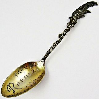 Antique Racine,  Wisconsin Shepard Goldenrod Sterling Silver Souvenir Spoon