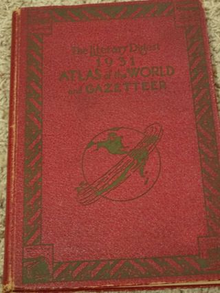 Vintage Antique Book Literary Digest Atlas Of The World - 1931 - Rand Mcnally