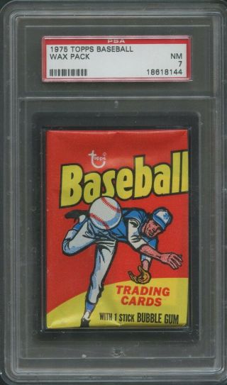 1975 Topps Baseball Wax Pack Psa 7 Nm Regular Size Gum Intact Rare