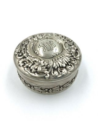 Authentic Tiffany & Co.  Rare Victorian 925 Sterling Silver Repousse Pill Box