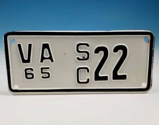 Rare 1965 Virginia Sidecar Motorcycle License Plate Low Number