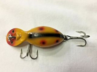 Vintage Heddon Tiny Tad Fishing Lure - Yellow Red Black Spots - Unfished