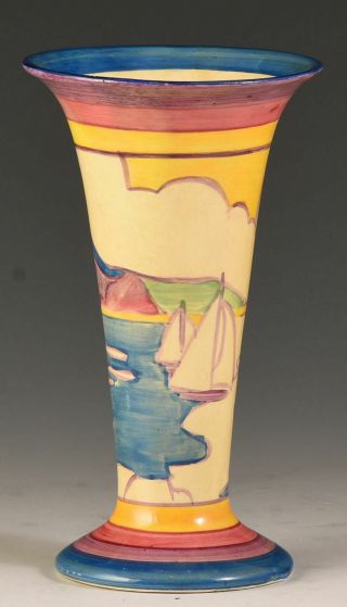 Clarice Cliff Rare Gibraltar 280 Trumpet Vase C.  1933