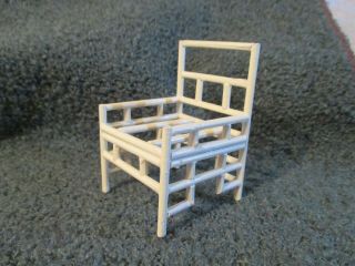 Vintage Doll House Miniature Ivory - Painted Wood Chinese Fretwork Pattern Chair