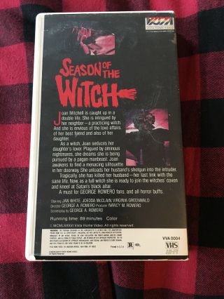 VHS SEASON OF THE WITCH vista house video - 1986 Romero rare horror gore cult 2