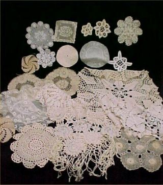 20 Vintage Antique Hand Crocheted Doily Tablecloth White 2 - 17 " Wedding Crafts