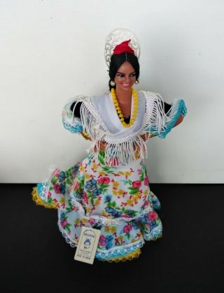 9 " Marin Chiclana Spain Doll Spanish Floral Dress Vtg Analuza Ref 540 5/0 Htf