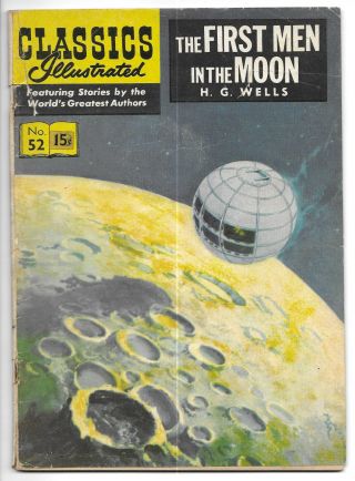 Classics Ilustrated 52 British Edition Hg Wells First Men In The Moon Rare Htf