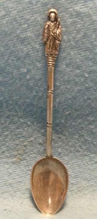 19th Century Japanese Sterling Silver Collector Spoon W Villager On Handle