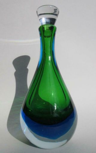 Rare Mid - Century Blenko Joel Myers Signed Sommerso Studio Art Glass Decanter 11 