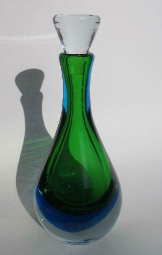 Rare Mid - Century Blenko Joel Myers Signed Sommerso Studio Art Glass Decanter 11 