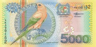 Suriname 5000 Gulden 2000 Unc Pn 152 Rare Banknote Note