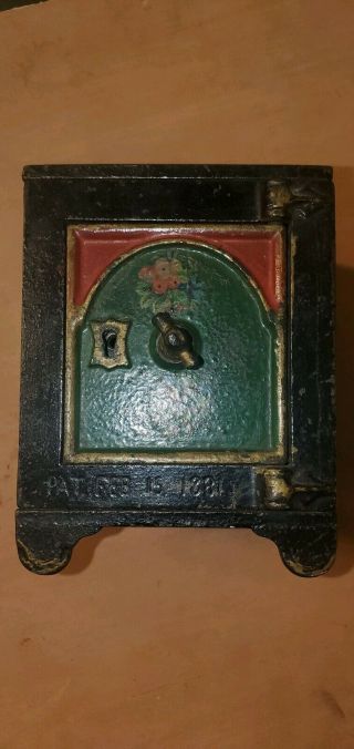 Rare & Antique 1881 Cast Iron Safe Bank Money Box By Kyser & Rex