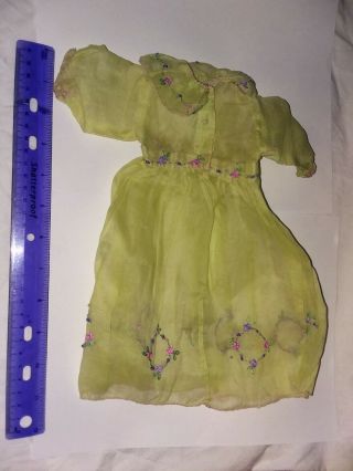 Antique Hand Embroidered Baby Doll Dress,  Rainbow Green