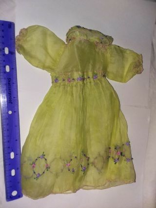 Antique Hand Embroidered Baby Doll dress,  rainbow green 2