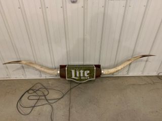 Huge Rare Vintage Miller Lite Texas Longhorn Lighted Beer Sign