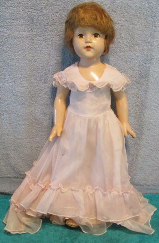 Antique Effanbee 21  Anne Shirley " All Composition Doll Mohair Wig Brown Eyes