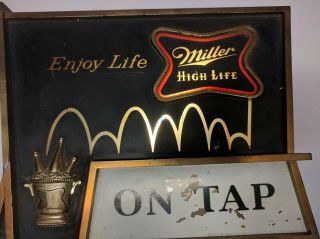Rare Miller High Life Lighted Motion Bouncing Ball On Tap Sign Enjoy Life 1960