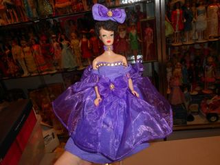 Vintage Barbie Clone Maddie Mod Babs Lovely Purple Gown W/ Choker & Big Sia Bow