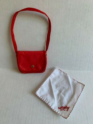 American Girl Molly Pleasant Company Red Purse & Embroidered Hanky Retired 1991