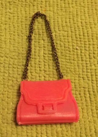 Vintage Topper Dawn Doll Chain ‘ Er Up Pinkish Red Plastic Purse
