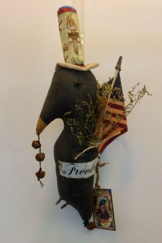Primitive Crow Folk Art Doll Patriotic Americana USA Hanging Grungy 2