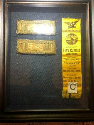 Rare Set Of Us Civil War Captain Of Cavalry Shoulder Straps,  Ribbon/id