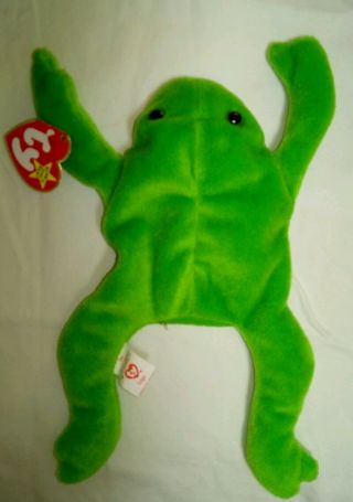 Legs The Frog Ty Beanie Baby - 1993,  Rare With Tag Errors -