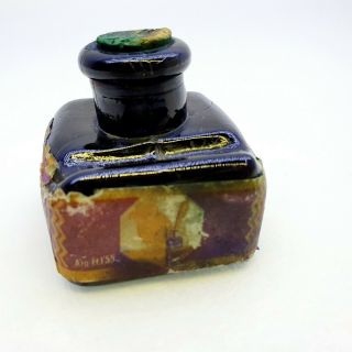 Glass Ink Bottle Hungary F Calligraphy Dip Pen Fountain Vintage Antique 1940