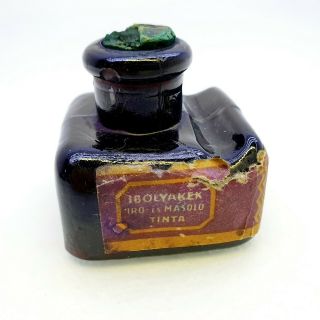 GLASS INK BOTTLE HUNGARY F calligraphy dip pen fountain Vintage antique 1940 2