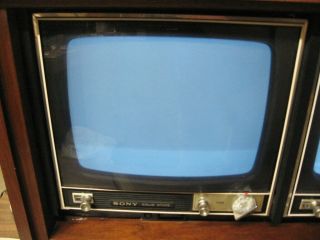 Vintage Sony TV - 311R Triple Black & White TV Console Rare Item 2