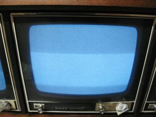 Vintage Sony TV - 311R Triple Black & White TV Console Rare Item 3