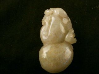 Unusual Chinese Jadeite Jade Hand Carved Gourd Pendant U121